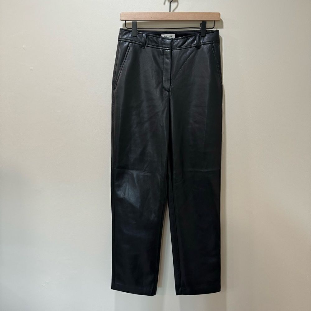 Babaton Straight Leg Faux Leather Black Pants sz 6